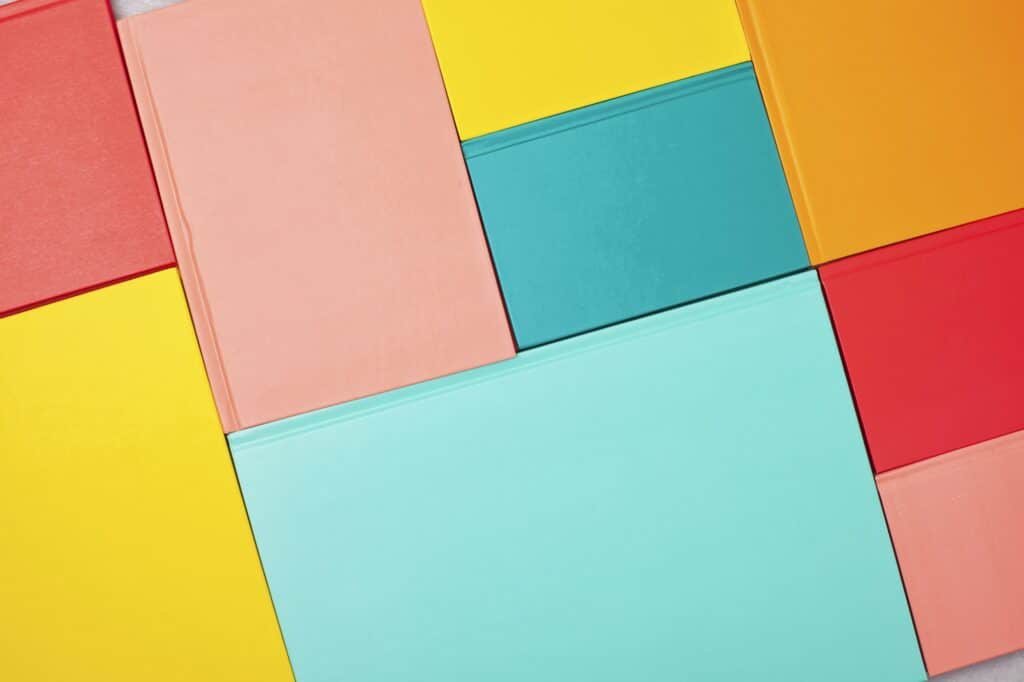 Background with empty colored book covers